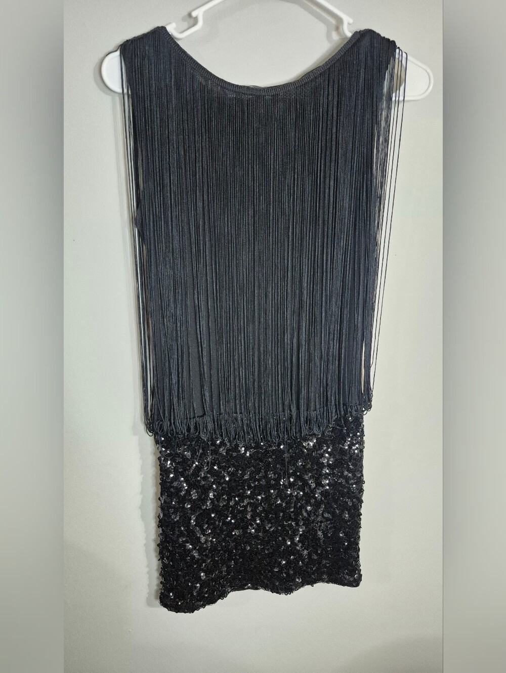 Honey Punch Black Sequined Fringe Dress